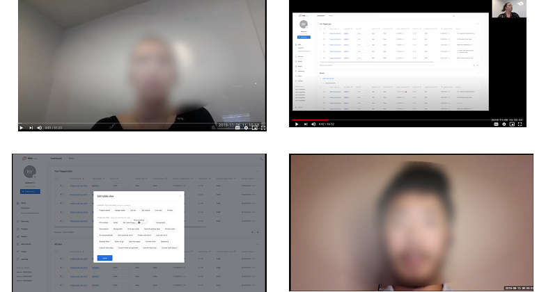 Remote concept tests: screen shares through table flows and early prototypes.