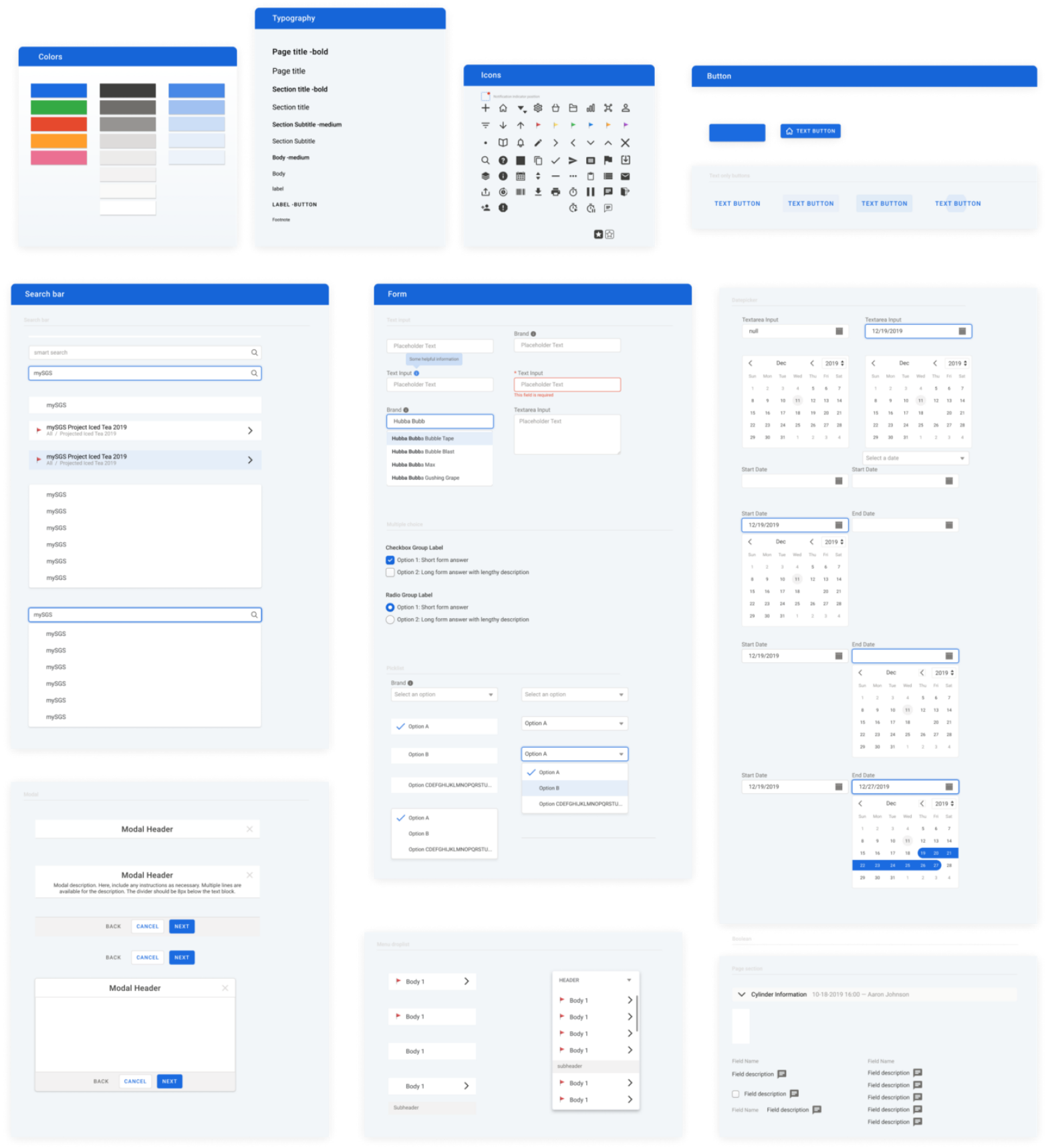 Part of our component sheet for handoff.