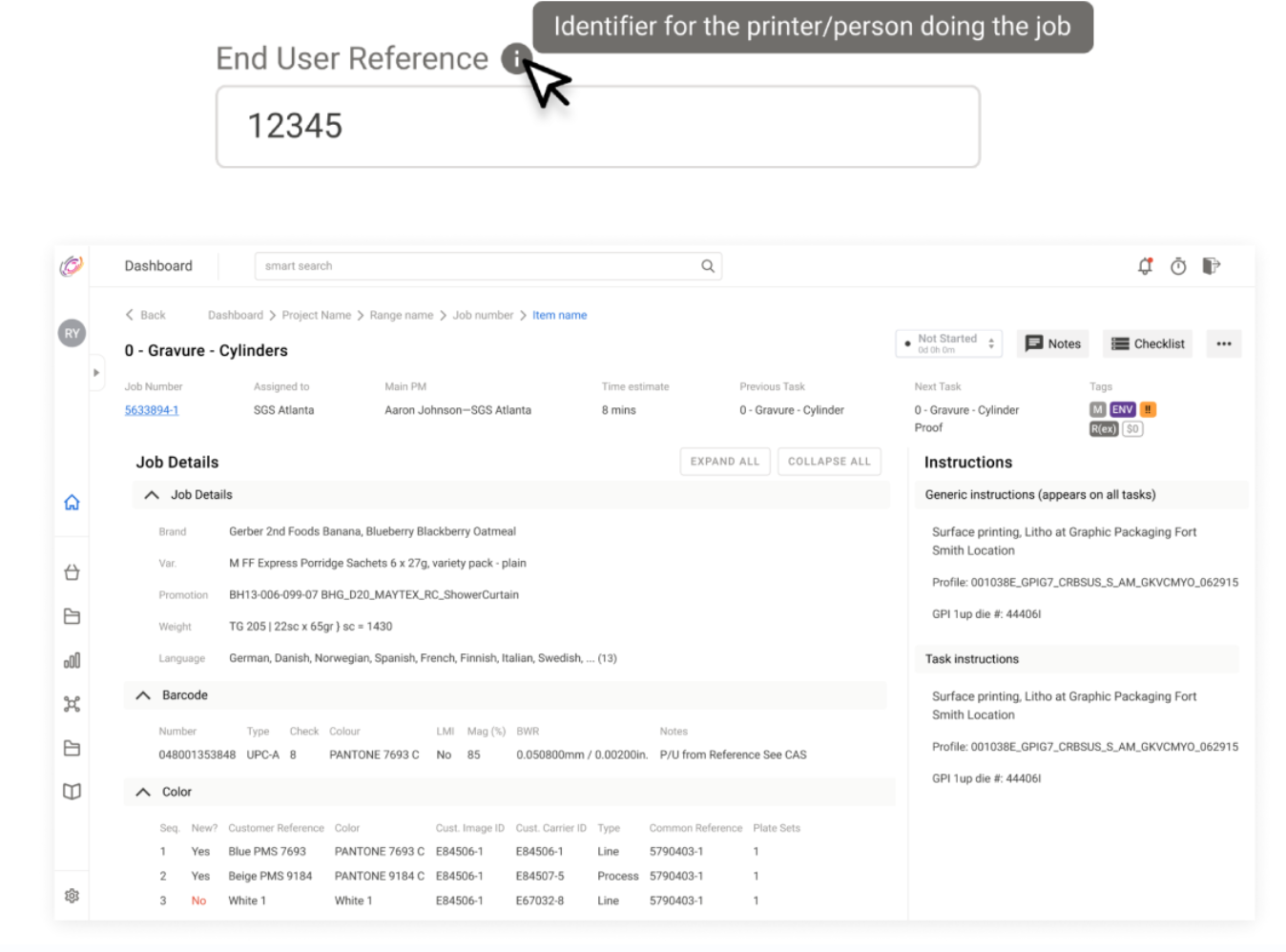 Tooltips and inline reference copy on dense job records — supporting safe exploration without SOPs.